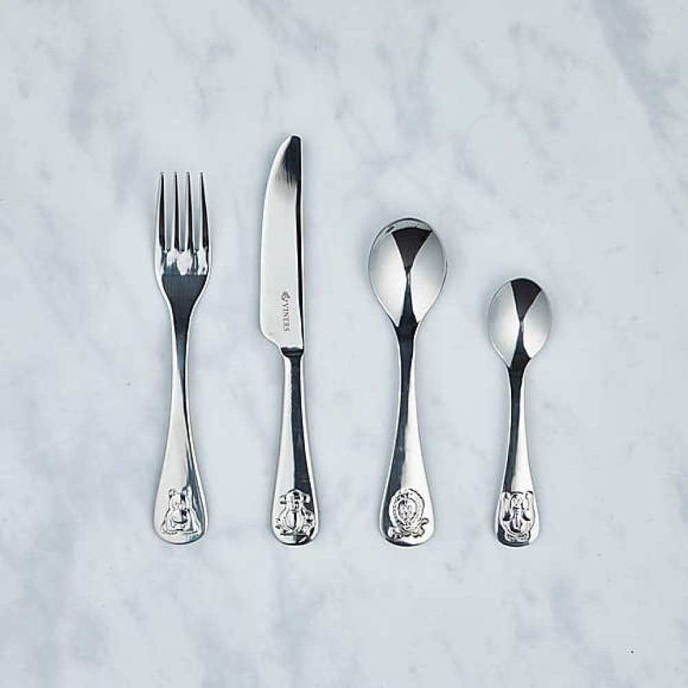 Jungle Kids Cutlery Set | Children’S Mirror Polished Flatware Gift Box with 25 Year Guarantee | for Ages 1-5 | 18/0 Stainless Steel, 4 Piece