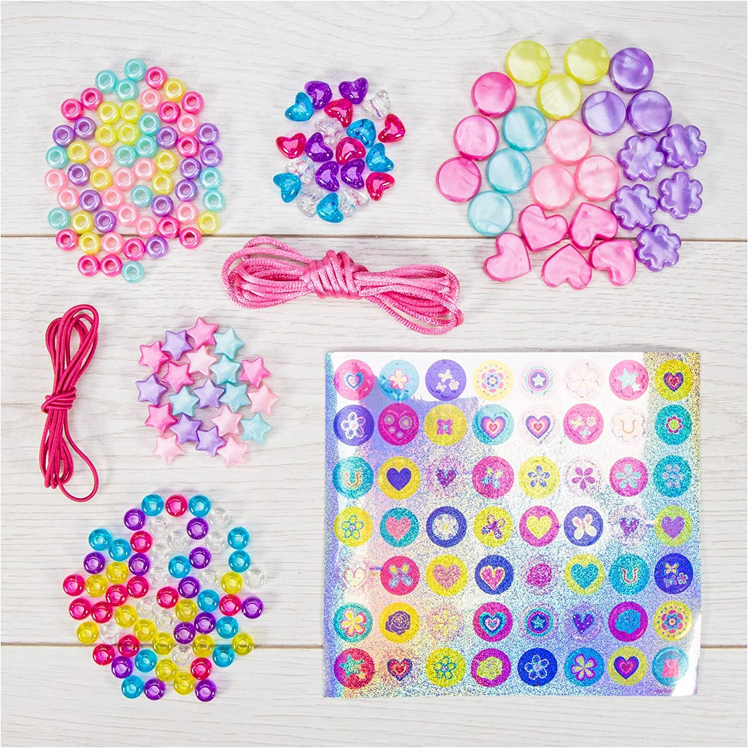 Sparkle Jewellery - Childrens Necklace and Bracelet Making, Craft Kit for Kids - Fun Activity Pack with Colourful Beads and Stickers, Encourages Creativity and Motor Skills - Ages 5 Years Plus