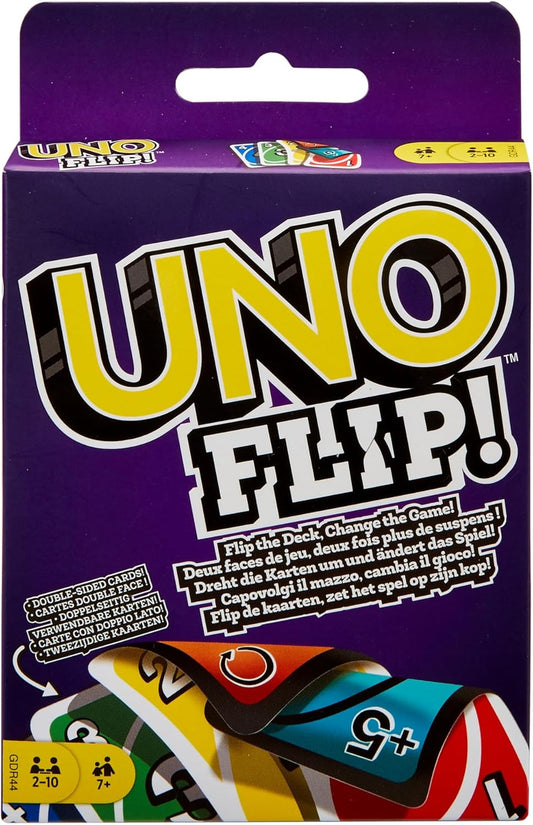UNO FLIP! Family Card Game for Adults, Teens & Kids, Double-Sided Deck with Special Flip Card, 112 Cards, 7 Year Old and Up, ‎GDR44