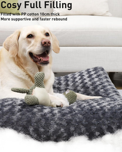 Large Dog Bed Washable, Calming Dog Bed, Dog Crate Mattress with Non Skid Bottom, Fluffy anti Anxiety Dog Beds, Pet Beds Pillow Cushion for Dog, Dark Grey, 90X60X8Cm