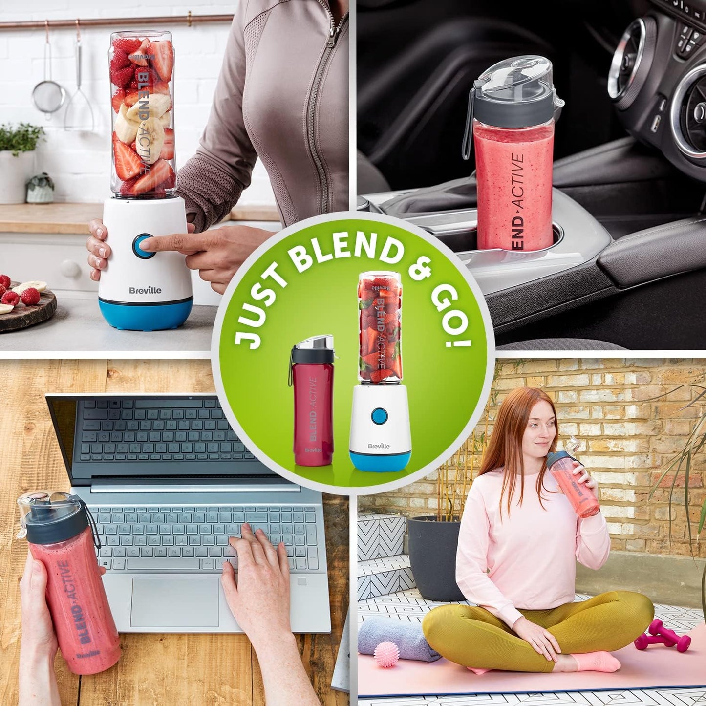 Blend Active Personal Blender & Smoothie Maker | 350W | 2 Portable Blend Active Bottles (600Ml) | Leak Proof Lids | White & Blue [VBL249]