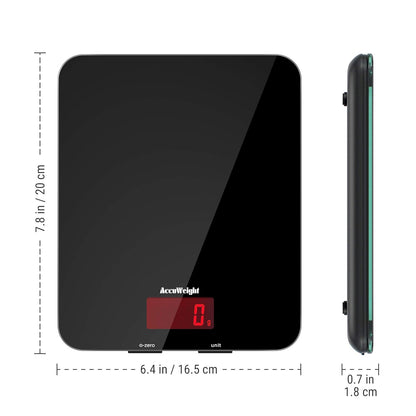 201 Digital Kitchen Scales with Tempered Glass Platform Electronic Weighing Food Scale with Backlit LCD Display Multifunctional, for Office School Home Baking Cooking, 5Kg/11Lb