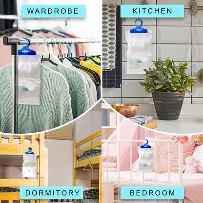 Wardrobe Dehumidifier Hanging Bags Pack of 12 Moisture Absorbers, Trap, Condensation, Dehumidifiers for Damp, Mould, Bedroom, Caravan, Bathroom, Basement, Office – 210G Each