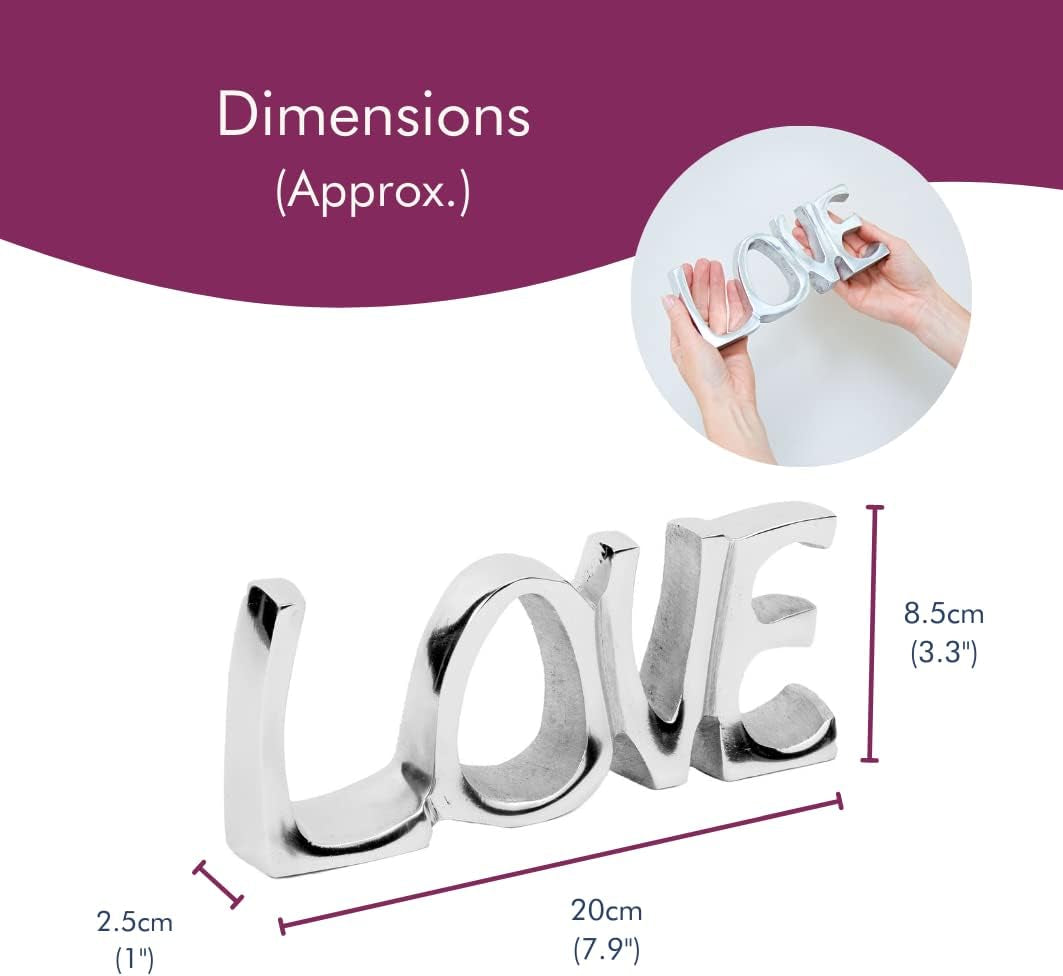 Recycled Metal 'Love' Sign | 20Cm X 8.5Cm | Fair Trade and Handmade | Metal Fireplace Ornament Gift New Home Decor