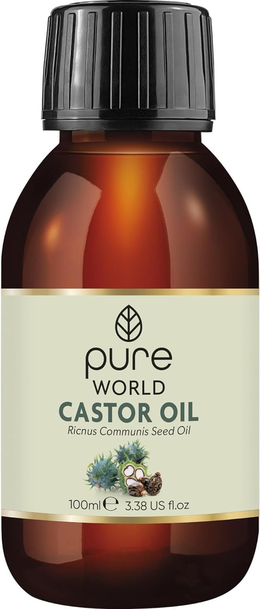 Natural Castor Oil 100ML Cold, & Freshly Pressed 100% Pure and Undiluted Hexane Free Eyebrows, Nails, Beard, Hair, Eyelash Growth Cruelty Free Food Grade