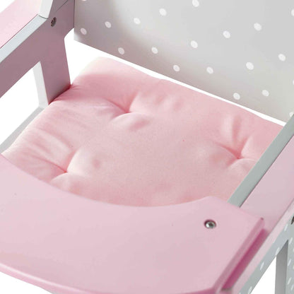 Little Princess Grey Polka Dot Wooden Baby Doll High Chair Doll Furniture Baby Doll Accessories TD-0098AG