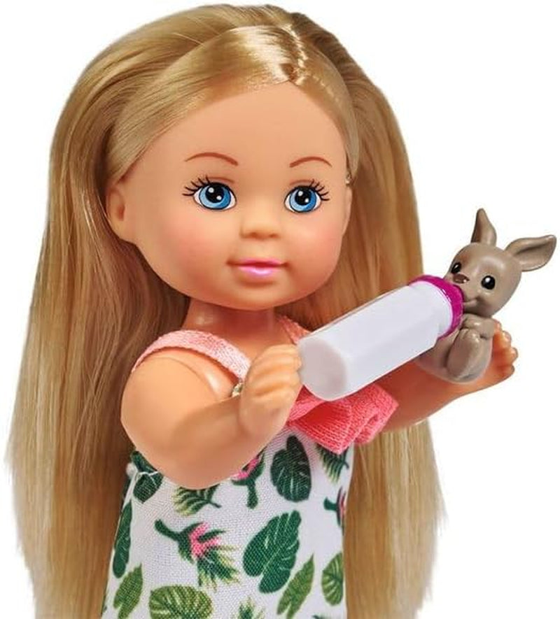 Simba  Kangaroo 105733513 Doll in a Cute Dress with Kangaroo, Mother and Baby, with Cute Function, Try-Me, 12 Cm, for Children from 3 Years