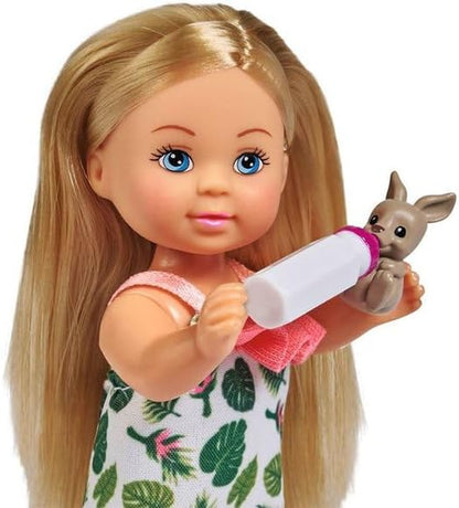 Simba  Kangaroo 105733513 Doll in a Cute Dress with Kangaroo, Mother and Baby, with Cute Function, Try-Me, 12 Cm, for Children from 3 Years