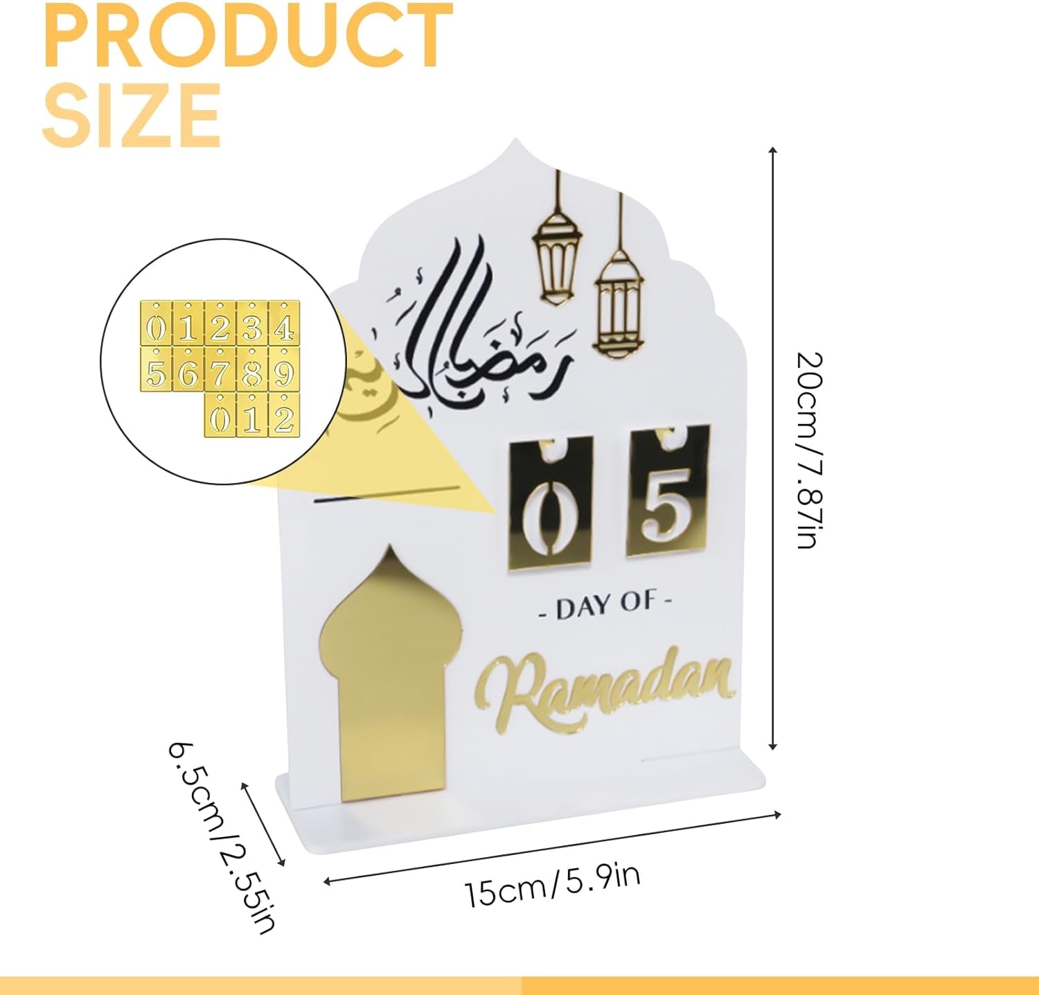 Ramadan Advent Calendar, Acrylic Ramadan Calendar, 30 Days Countdown Calendar Ramadan Calendar, for DIY Eid Decorations, Home and Party Gifts, Exquisite Ramadan Ornament