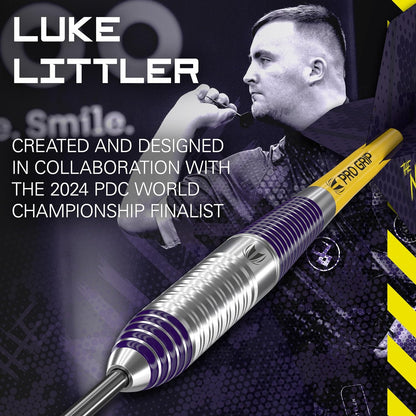 Darts Luke Littler Brass Steel Tip Darts Set – 22G Steel Tip Dart, the Nuke Player Edition Dart Set, Dart Accessories