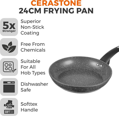 Cerastone T81232 Forged Frying Pan with Non-Stick Coating and Soft Touch Handles, 24 Cm, Graphite