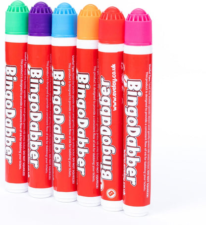 Bingo Dabbers Markers Mixed Colours Pens for Bingo Tickets Games - Pack of 6