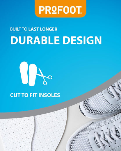 Double Cushion Insoles - Full Length Insoles - Unisex - Extra Thick Cushioning - Dual Layer Shoe Inserts - Ideal for Foot Discomfort - One Size Fits All - 1 Pair per Pack