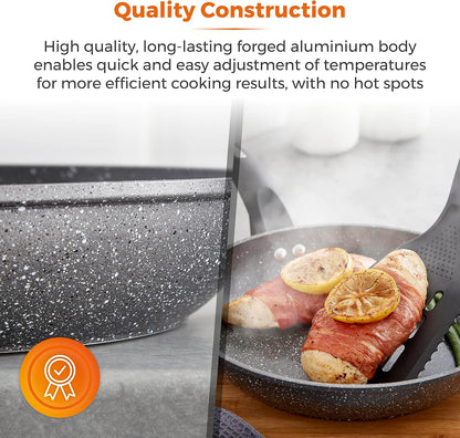 Cerastone T81232 Forged Frying Pan with Non-Stick Coating and Soft Touch Handles, 24 Cm, Graphite