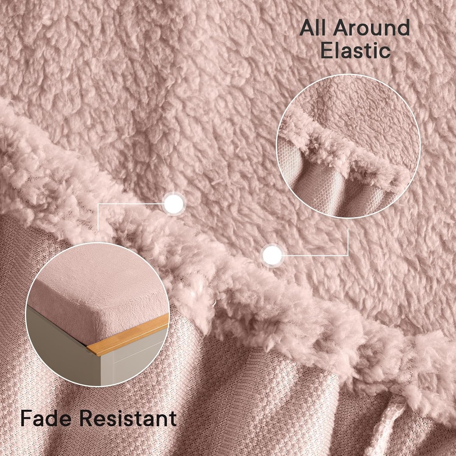 Teddy Fleece Fitted Bed Sheet Thermal Warm Soft Luxury Fluffy Cuddly Cosy Bedding, Blush Pink - Single