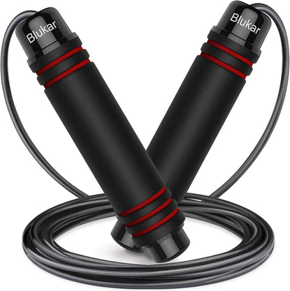 Skipping Rope, Speed Jump Rope Tangle-Free Adjustable Rope with Rapid Ball Bearings & Soft Foam Handle for Fitness Workouts Fat Burning Exercises Boxing - Spare Rope Length Adjuster Included
