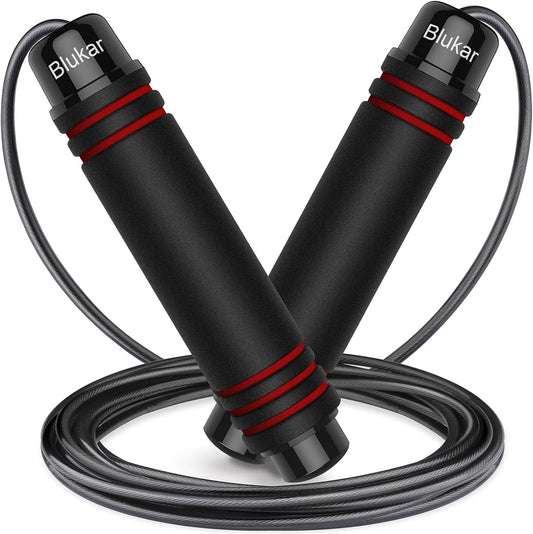 Skipping Rope, Speed Jump Rope Tangle-Free Adjustable Rope with Rapid Ball Bearings & Soft Foam Handle for Fitness Workouts Fat Burning Exercises Boxing - Spare Rope Length Adjuster Included
