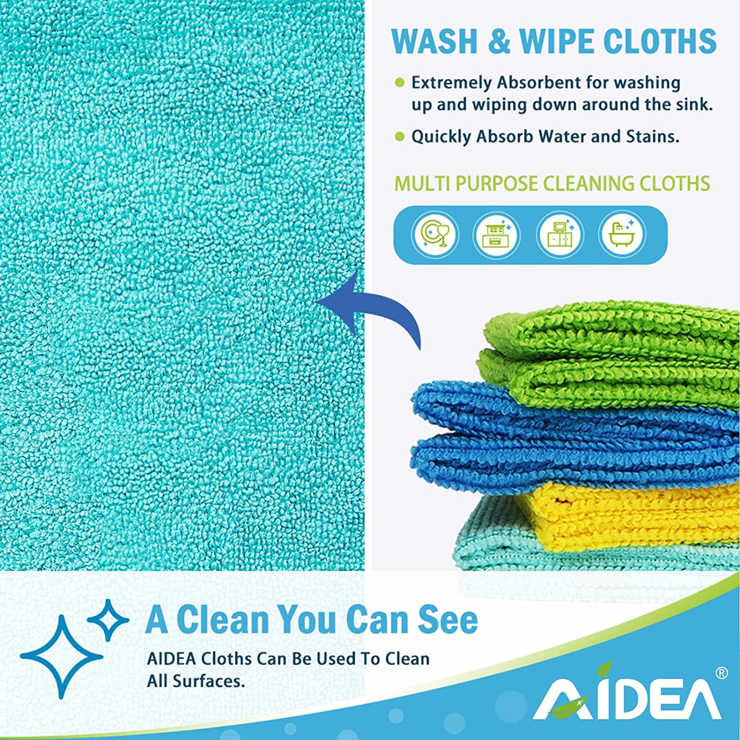 Microfibre Cloth Pack of 8, Multifunctional Reusable Cleaning Cloths, Lint Free Streak Free Washable Cloth Duster for House, Kitchen, Car, Motorbike, Windows 30 X 30 Cm