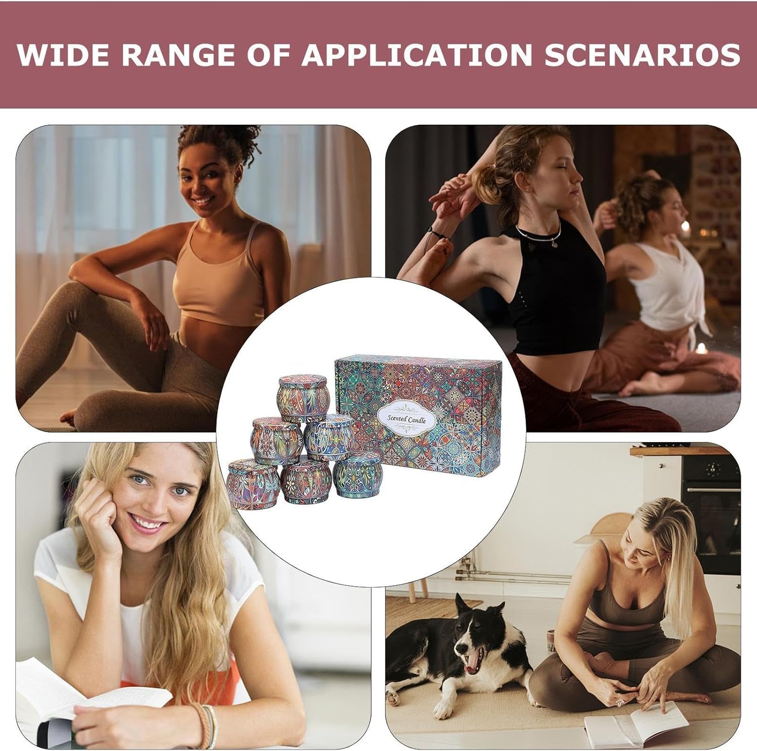 Scented Candles for Home | 6X Yoga Candles,Natural Soy Lasting Scented Candles for Home Aromatherapy Candle Set for Creating Relaxing Ambience