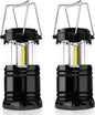 Camping Lights, 2 X Camping Lantern Battery Operated Portable LED Camping Lamp with Foldable Hook, Tent Lights Waterproof Outdoor Hanging Lamp for Emergency, Hiking, Camping, Black