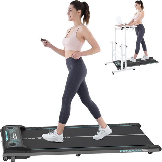 Treadmills for Home,Under Desk Treadmill Ultra Slim Walking Pad with Remote,Led Display and Bluetooth Speaker,Compact Motorised Treadmill,No Assembly