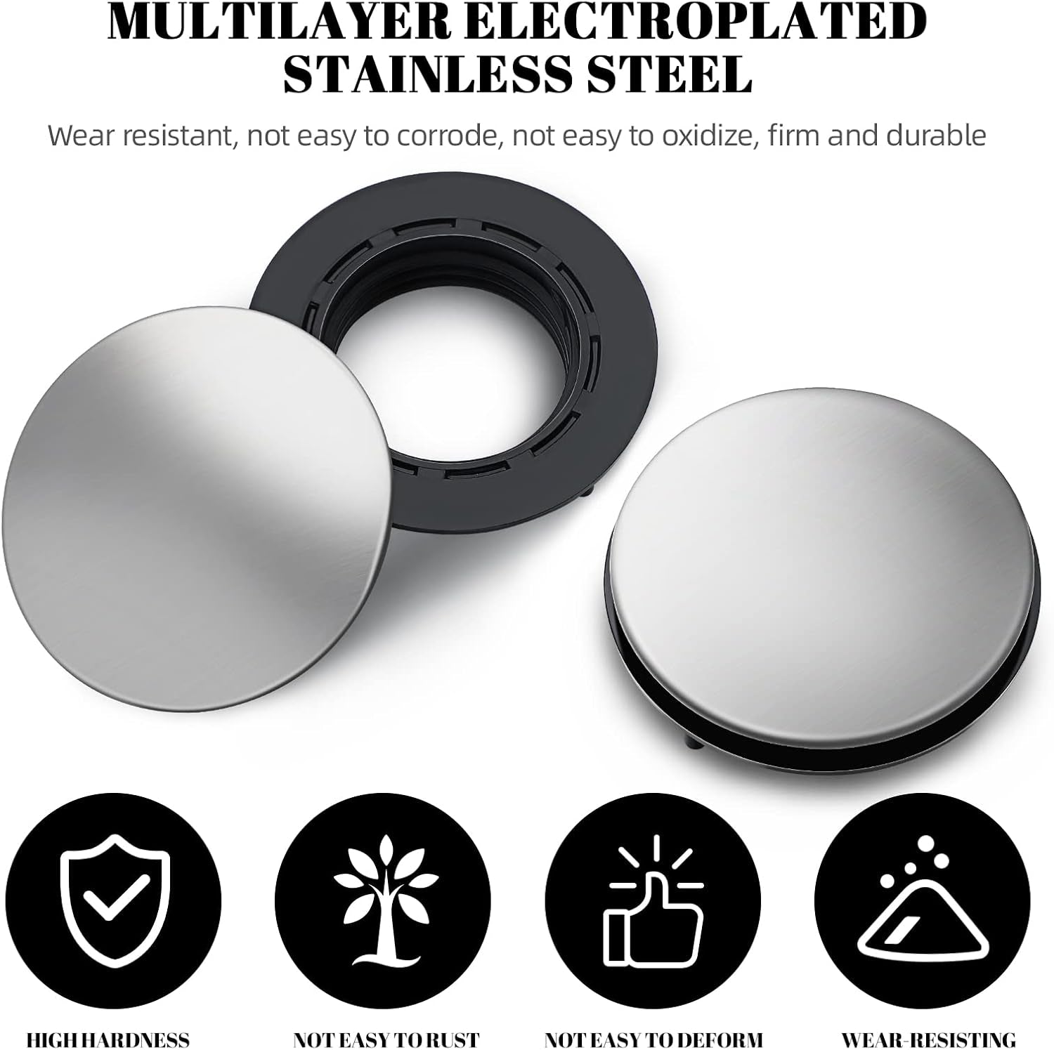 Sink Hole Cover Sink Tap Hole Plate Stopper Cover Blanking Metal Plug, 2Pack (Installing Hole for 31-40Mm)