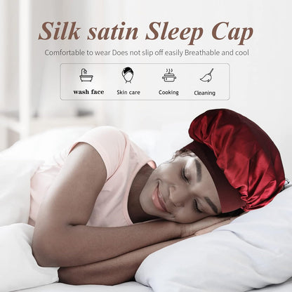 Silk Bonnet Satin Bonnet, Silk Hair Wrap for Sleeping, Soft and Comfortable Silk Sleep Cap