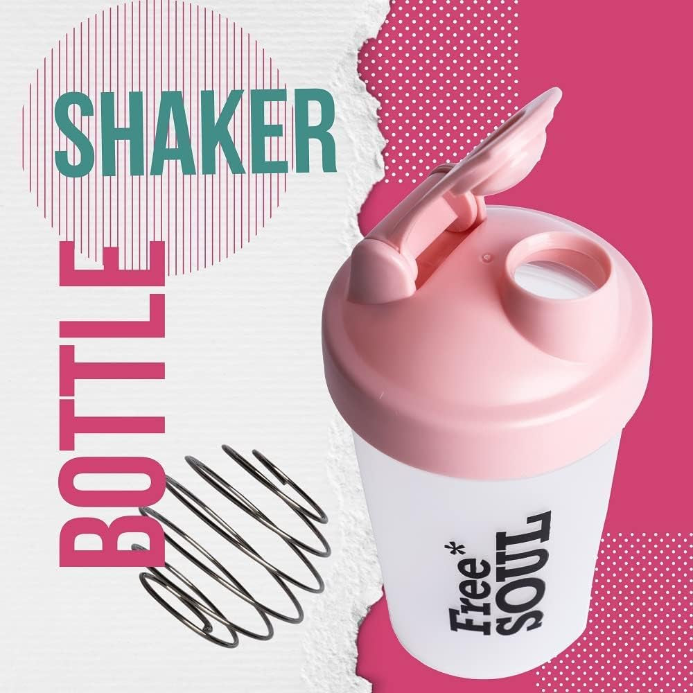 Protein Shaker Bottle 400Ml with Mixball in Pink | BPA Free Small & Easy to Grip & Temperature Safe