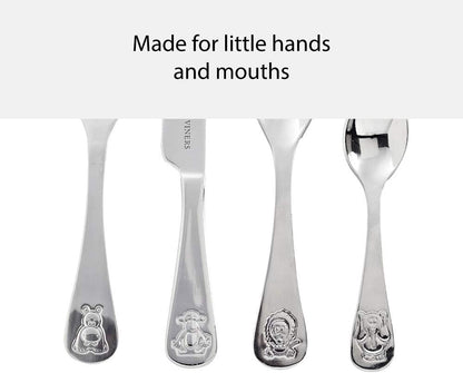 Jungle Kids Cutlery Set | Children’S Mirror Polished Flatware Gift Box with 25 Year Guarantee | for Ages 1-5 | 18/0 Stainless Steel, 4 Piece