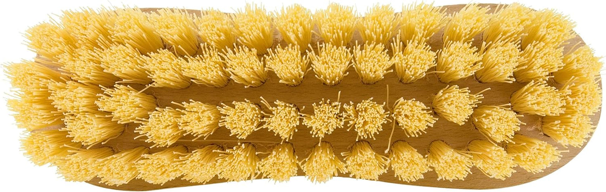 Wooden Scrubbing Brush with Curved Grip Handle, Durable Hard Synthetic Fibres, Ideal for Laundry, Carpet Cleaning and Scrubbing Hard and Laminate Floors