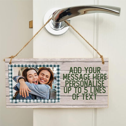 Personalised Wooden Plaque with Photo Add Your Own Message Friendship Bffs Family Door Sign Hanging Gift Home Decor