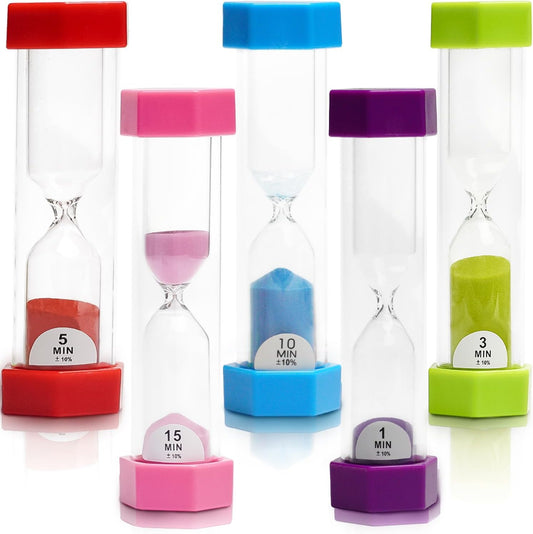 Sand Timers, Sand Timer Set, Sand Timer Set 1/3 / 5/10 / 15 Minutes 5 Colors, Sand Set for Children’S Game, Classroom Game, Home Kitchen Office Timer, Decoration…