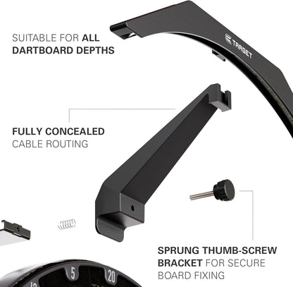 Darts LED Dartboard Light - Bright Dart Board Lighting for the Whole Board | Extra Long 3M Cable | Securely Fits All Dart Boards | Easy Assembly | Professional Darts Accessories