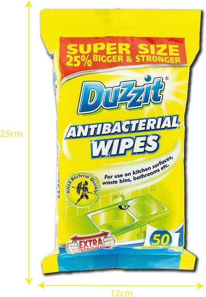Antibacterial Wipes, Pack of 50