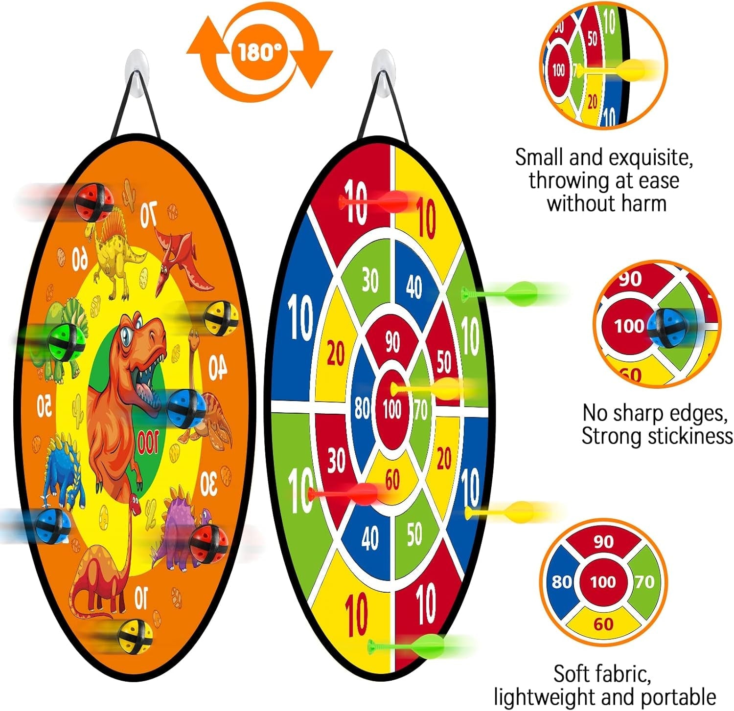 26 Inches Kids Dart Board Set, Dart Board for Kids, Double Sided with 12 Sticky Balls, Indoor Outdoor Party Games Toys for 3 4 5 6 7 8 9 10 11 12 Year Old Boy Girl and Adult