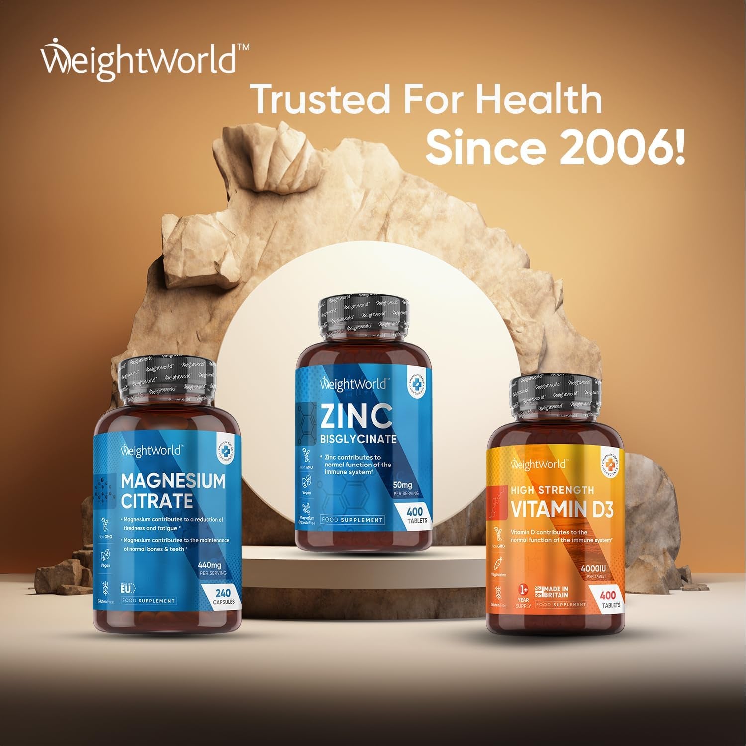 High Strength Zinc Tablets 50Mg – 400 Vegan Zinc Bisglycinate Tablets 6+ Months Supply – High Absorption Zinc Supplements for Skin, Hair and Nail - Immunity Supplements for Men & Women