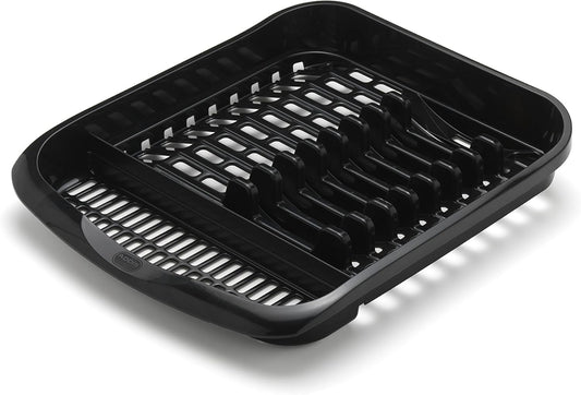 516468 Plate Dish Draining Rack, Soft Black, 33 X 39.5 X 6 Cm