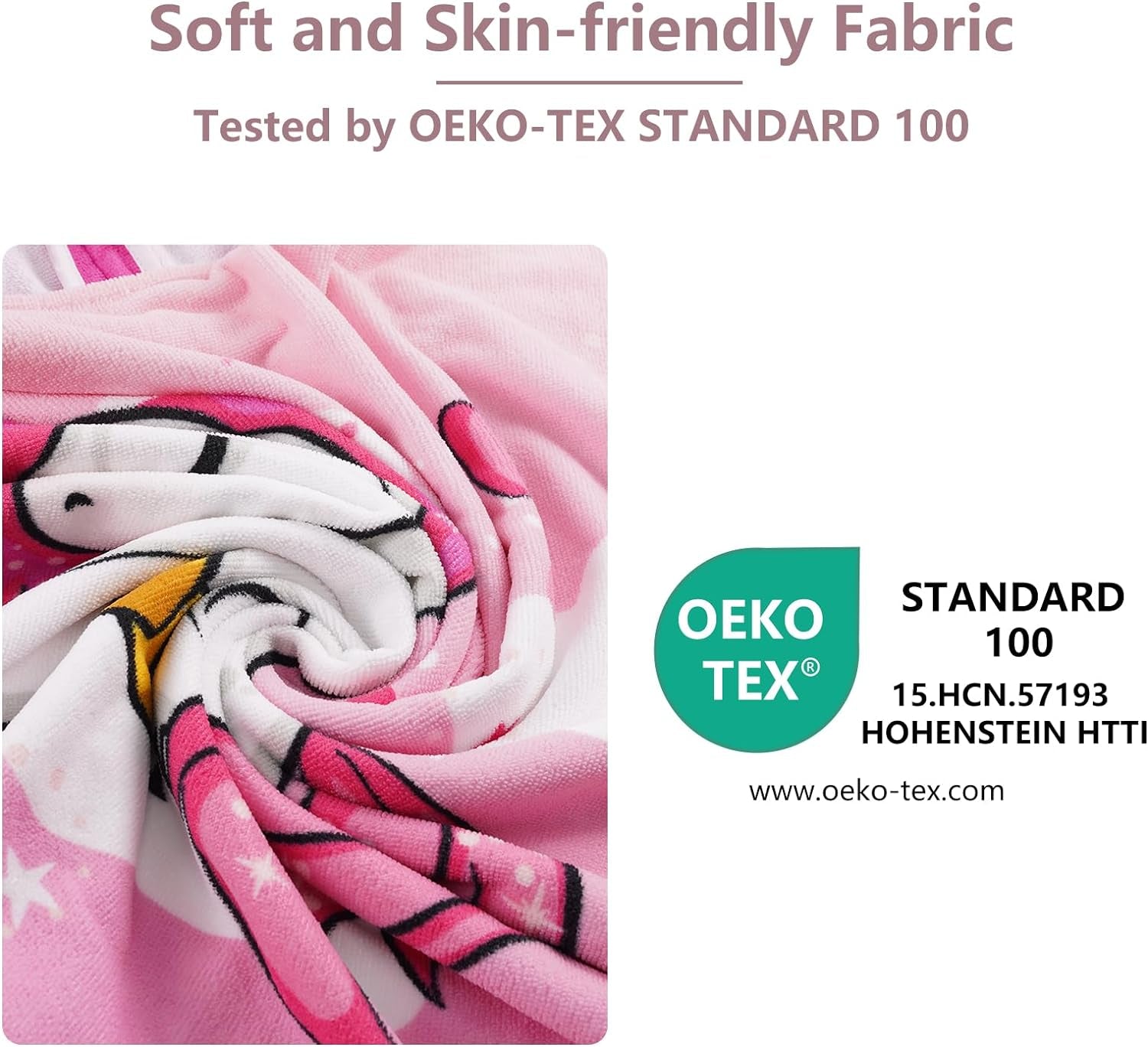 Kids Hooded Poncho Towels, Beach Changing Robe Bath Towel Poncho for Swimming Pool, Microfiber Soft and Large Bathrobe for Girls Boys Children 6-14 Years Old - Pink Unicorn