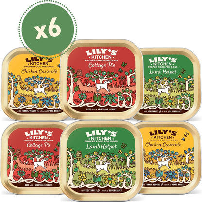 Natural Adult Dog Food Wet Trays - Classic Dinners Multipack - Chicken, Lamb & Beef - Complete Meal Recipes (6 Trays X 150G)