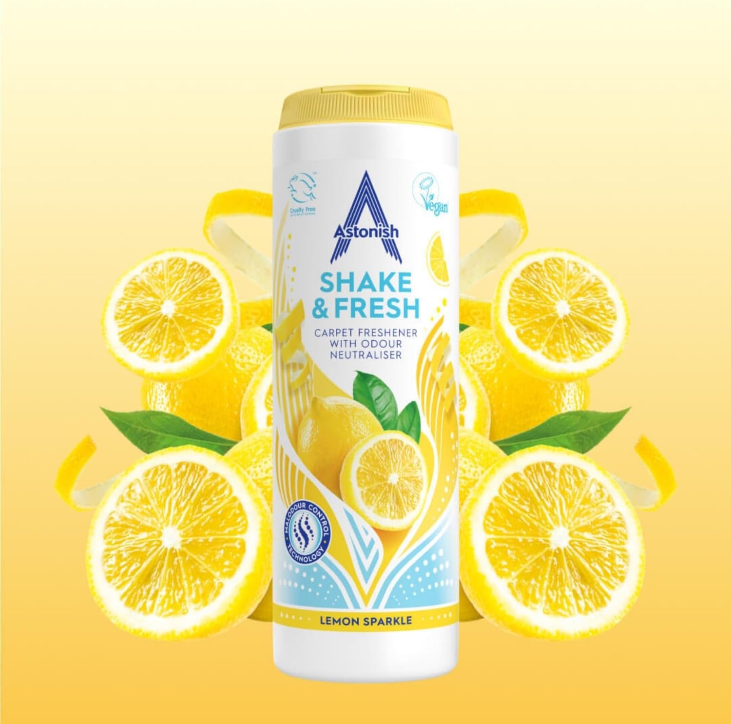 Shake & Fresh Carpet Freshener, Eliminates Odours, Lemon Sparkle, 350G