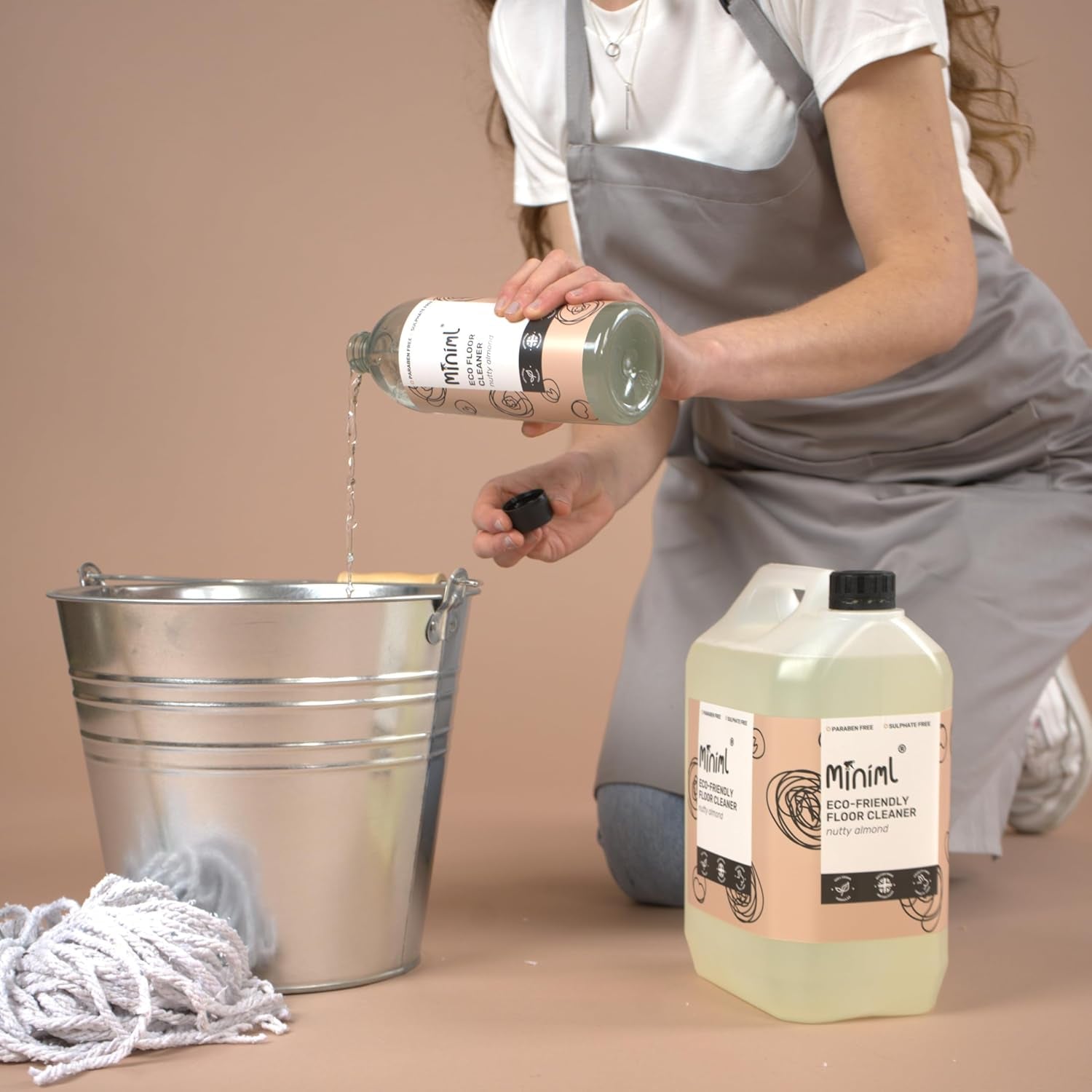 Eco Floor Cleaner Liquid 750Ml - Almond Scented Multi Purpose Hard Floor Surface Cleaner for Laminate, Tile, Wood, Patio, Pressure Washer & More - 100% Vegan & Cruelty Free Disinfectant