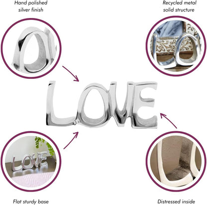 Recycled Metal 'Love' Sign | 20Cm X 8.5Cm | Fair Trade and Handmade | Metal Fireplace Ornament Gift New Home Decor