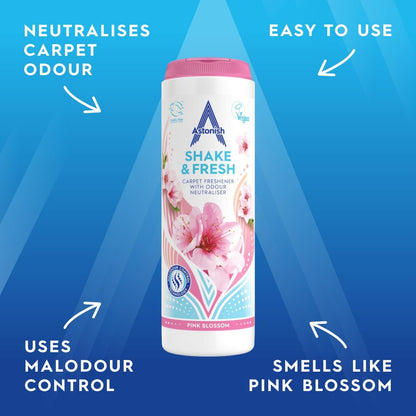 Shake & Fresh Carpet Freshener, Eliminates Odours, Pink Blossom, 350G