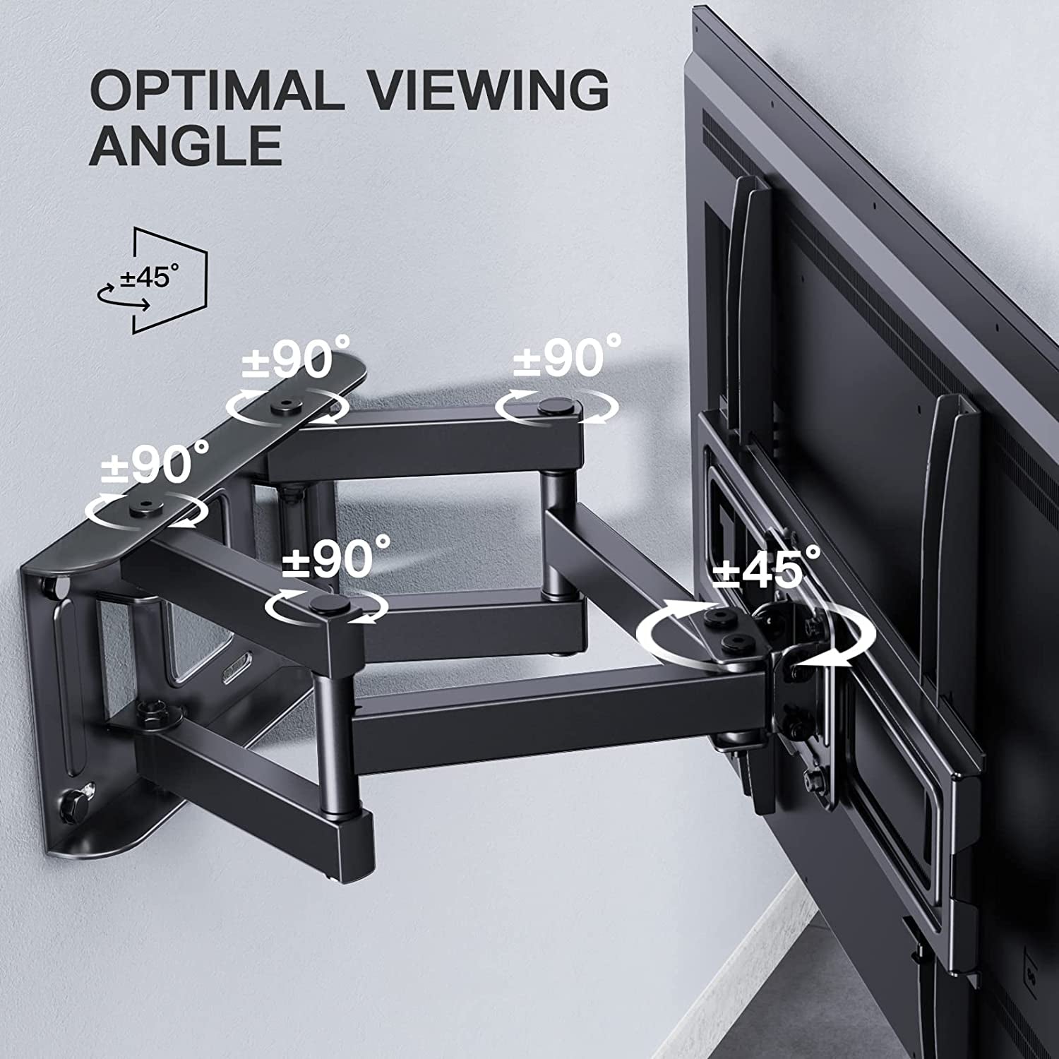 TV Wall Bracket, Swivel Tilt TV Wall Mount for 26-65 Inch Flat & Curved TV up to 45Kg, TV Bracket Max VESA 400X400Mm
