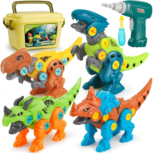 Take Apart Dinosaur Toys for Kids with Storage Box Electric Drill DIY Construction Build Set Educational STEM for Boys Girls