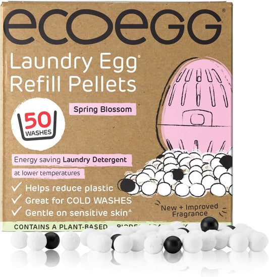 Laundry Egg Refill Pellets | Detergent and Fabric Softener Replacement | Non Bio and No Enzymes, Chlorine Bleaches, Phosphates, Parabens, SLS/SLES or Palm Oil | 50 Washes | Spring Blossom