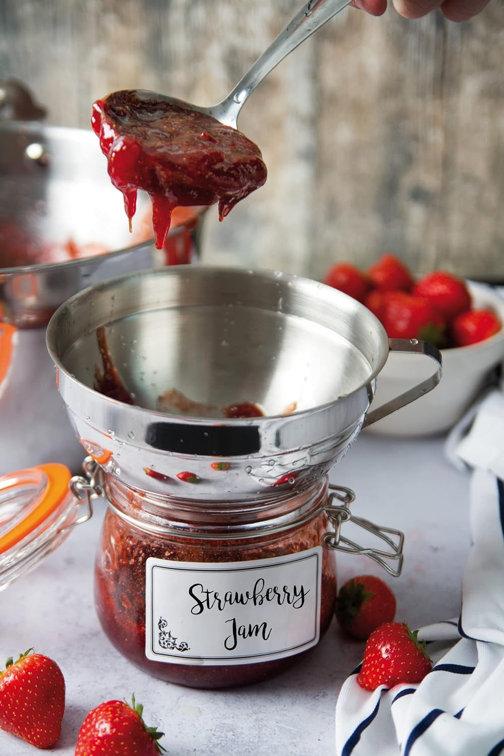 Home Made Jam Funnel in Gift Box, Adjustable, Stainless Steel, 14.5 Cm, Silver