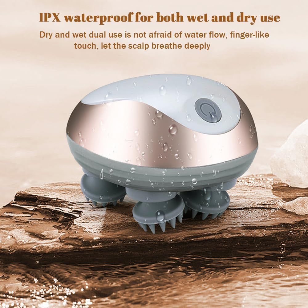 Electric Scalp Massager, Cordless Head Massager Scalp with 3 Modes, Waterproof Rechargeable Handheld Massager for Deep Cleansing/Stress Relief/Hair Growth, Gift for Women Men