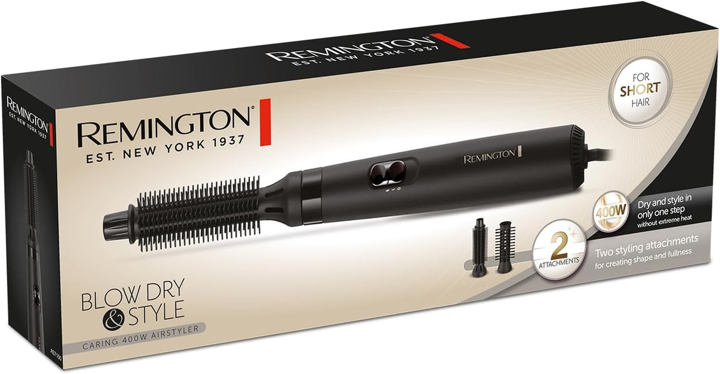 Blow Dry & Style Air Styler - for Shorter Hair (2 Attachments, 19Mm Brush, 25Mm Soft Bristle Brush, 2 Heat Settings, 2 Speed Settings, Swivel Cord, 400W) AS7100