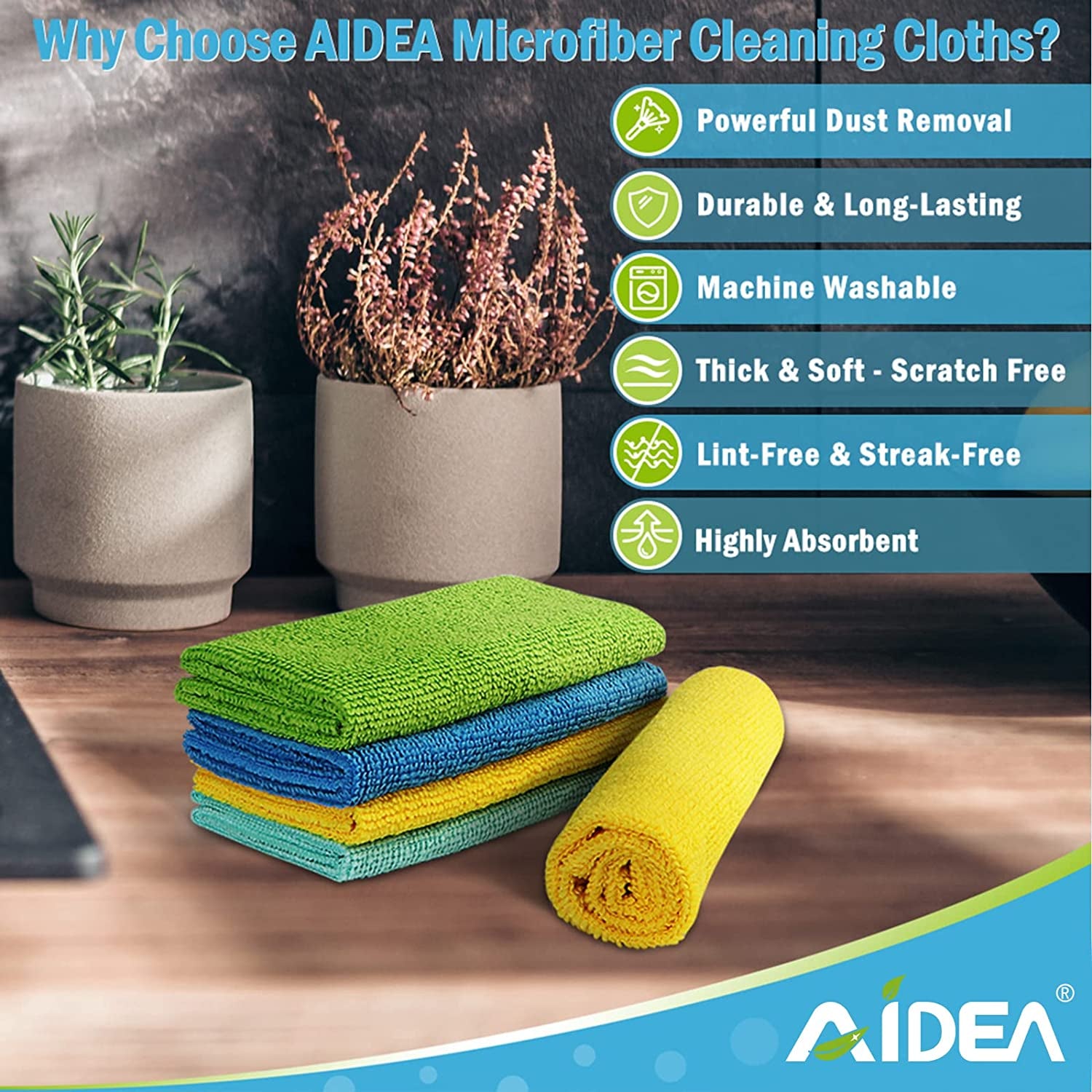 Microfibre Cloth Pack of 8, Multifunctional Reusable Cleaning Cloths, Lint Free Streak Free Washable Cloth Duster for House, Kitchen, Car, Motorbike, Windows 30 X 30 Cm